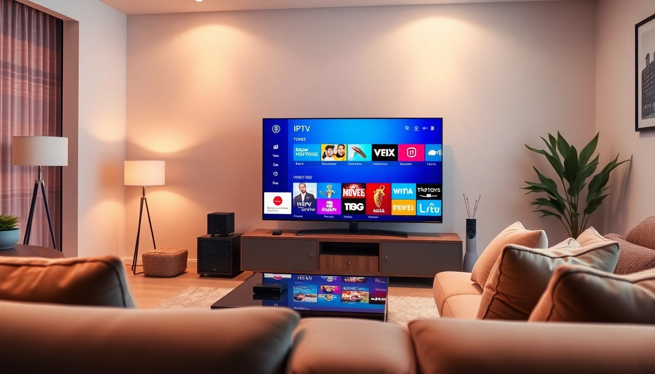 Stream high-quality content with abonnement iptv in a modern living room setup.