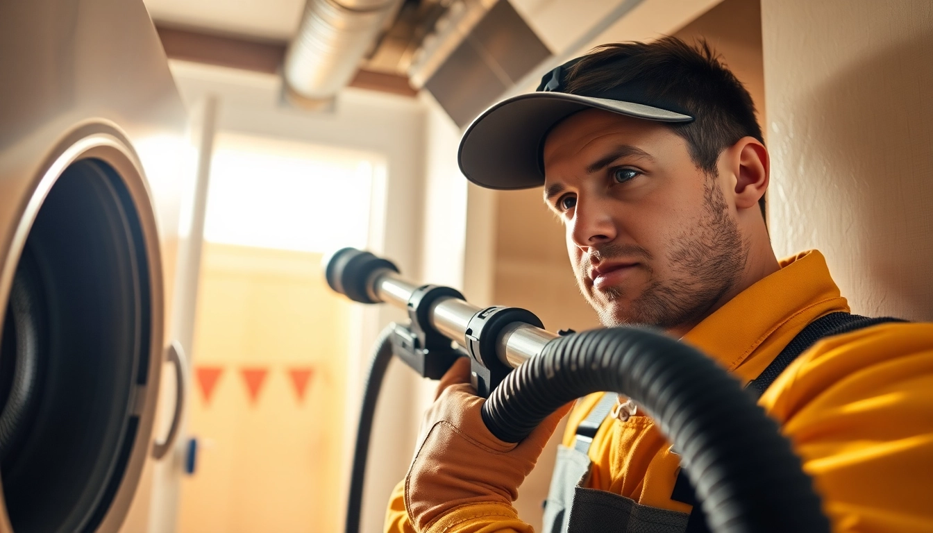 Expert technician performing dryer vent cleaning salt lake city utah for enhanced safety and efficiency.