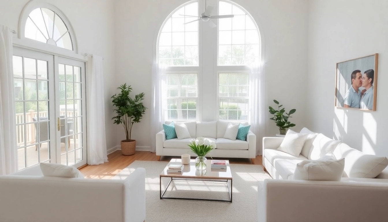 Cleaning company in Jacksonville revitalizing a bright living room with sunlit colors and a clean aesthetic.