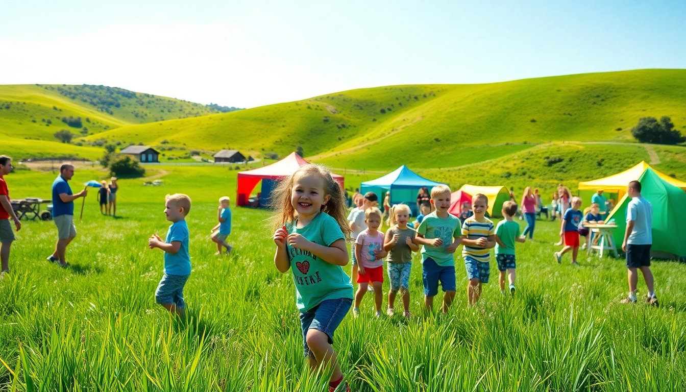 Families enjoying a wildfire event Perth with exciting activities and games in a natural setting.