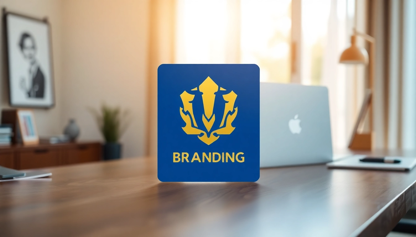 Designing a trademark logo on a workspace showcasing creativity and professionalism.