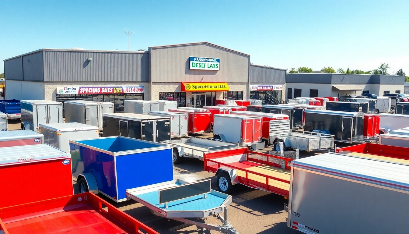 Discover premium trailers for sale in Massachusetts, showcasing a wide variety in a sunny dealership setting.
