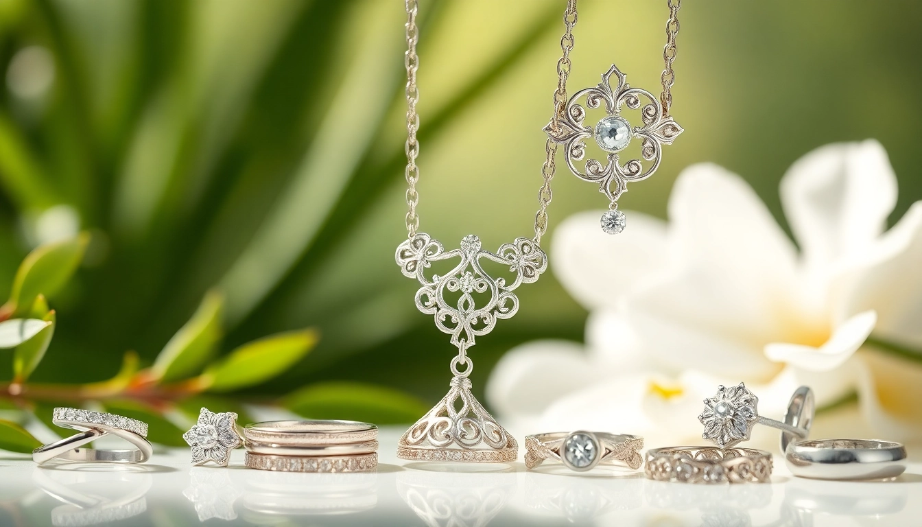 Showcase of stunning silver jewelry including rings and necklaces highlighting elegant craftsmanship.