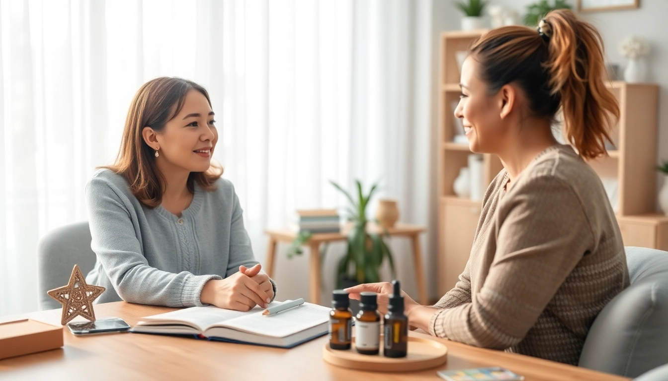 Therapist assisting a person in dealing with anxiety through relaxation and coping techniques.