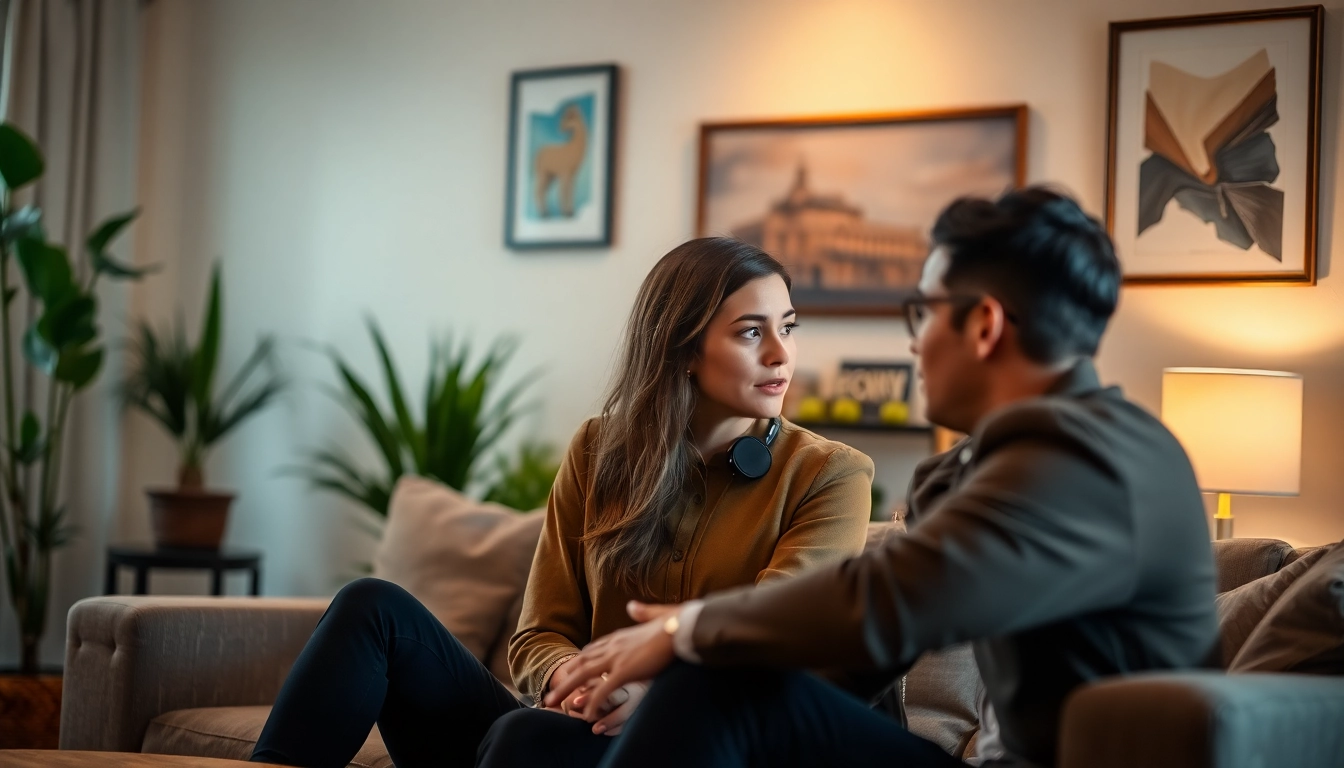 Couple practicing communication in relationships, illustrating connection and trust.