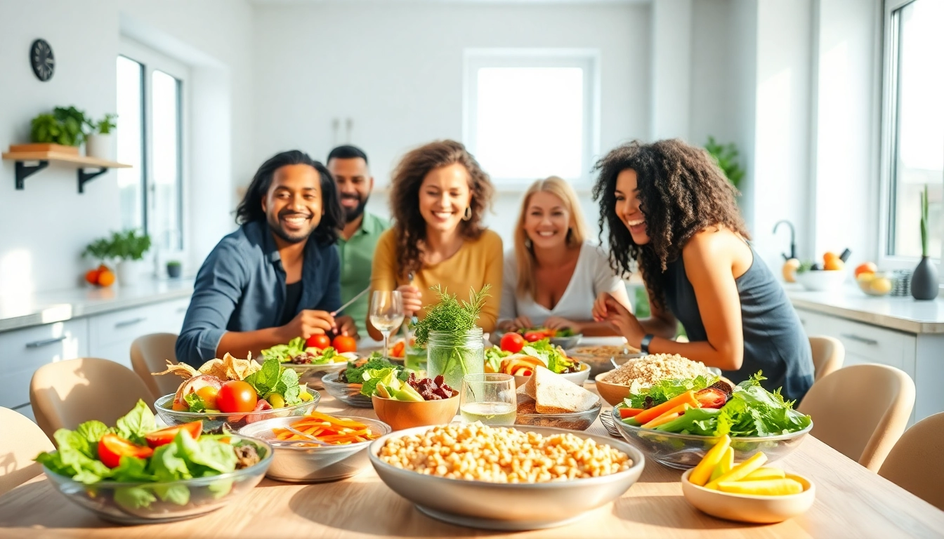 Discover healthy eating options with people enjoying the best diet to lose fat in a sunlit kitchen.