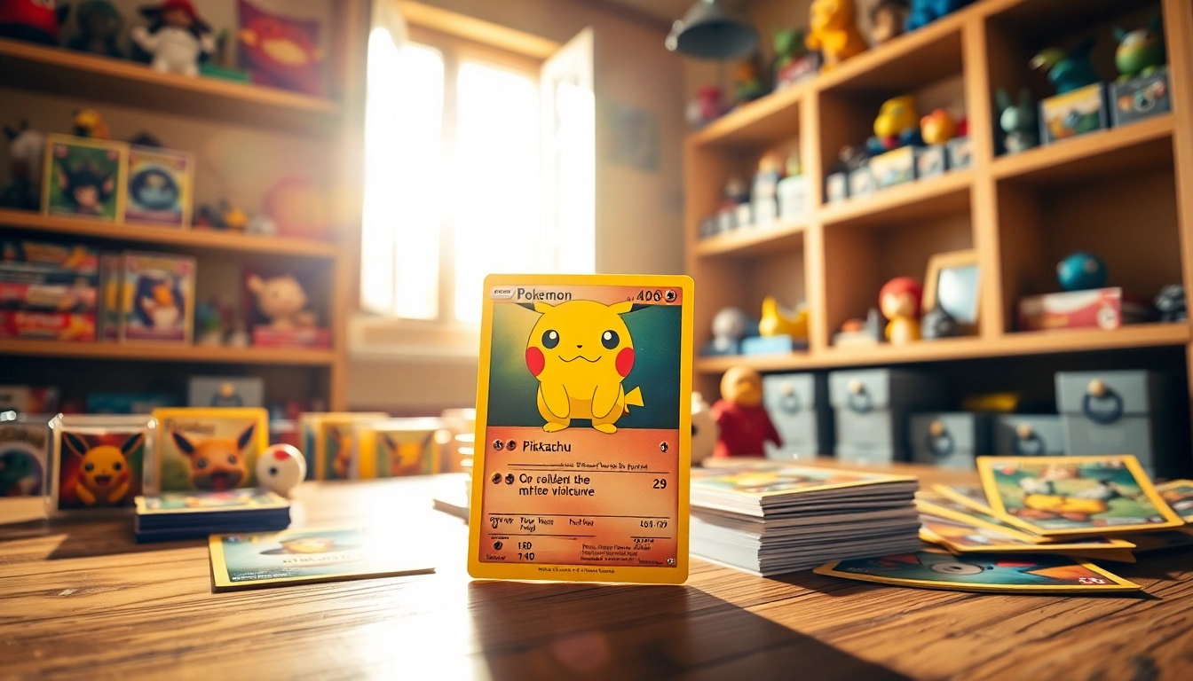 Showcase of real pokemon cards in India with vibrant Pikachu card highlighted.