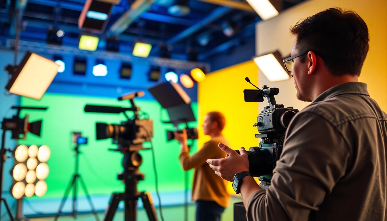 Edmonton production companies showcasing a video team working in a vibrant studio setting.
