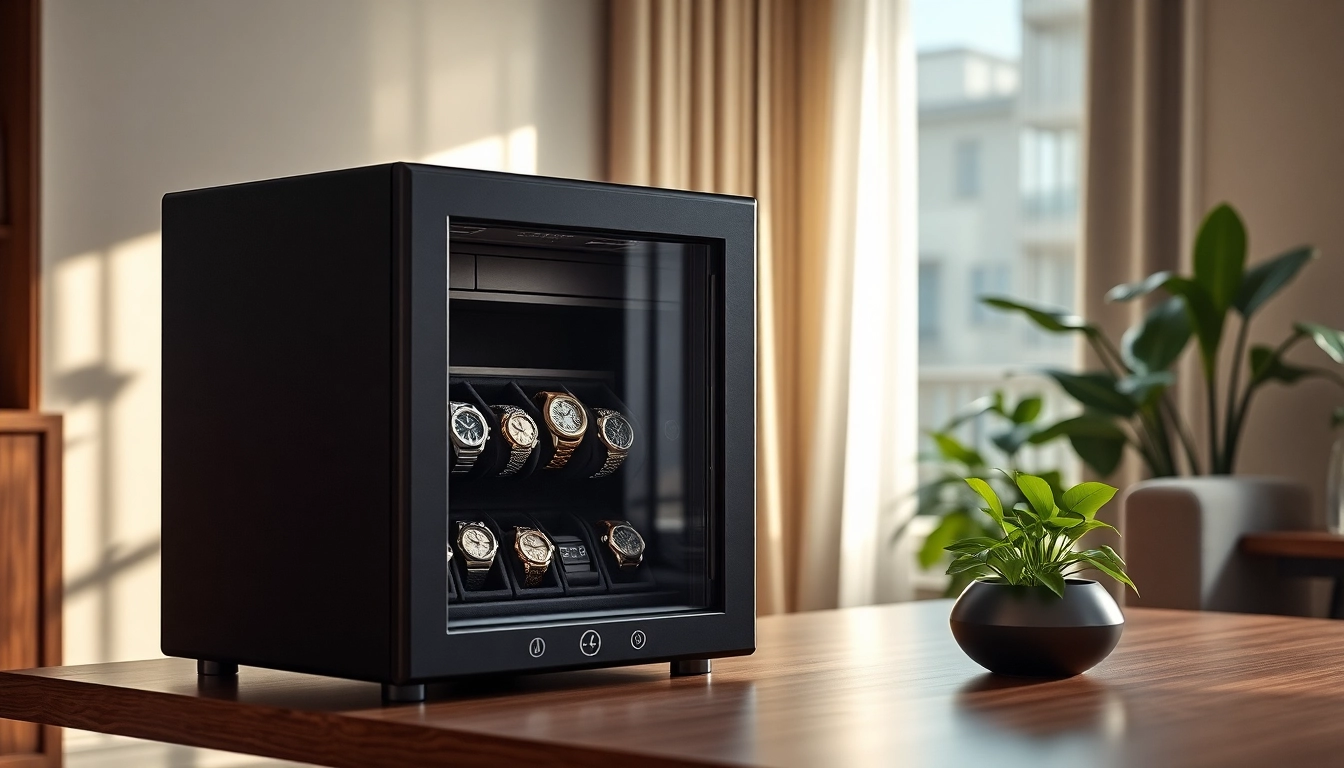 Showcase sophisticated watch safe protecting luxury timepieces in a stylish setting.
