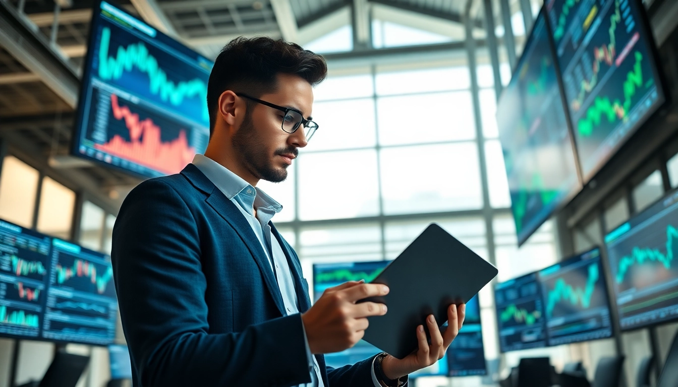 Analyze digital investment trends with a professional financial analyst in a modern office.