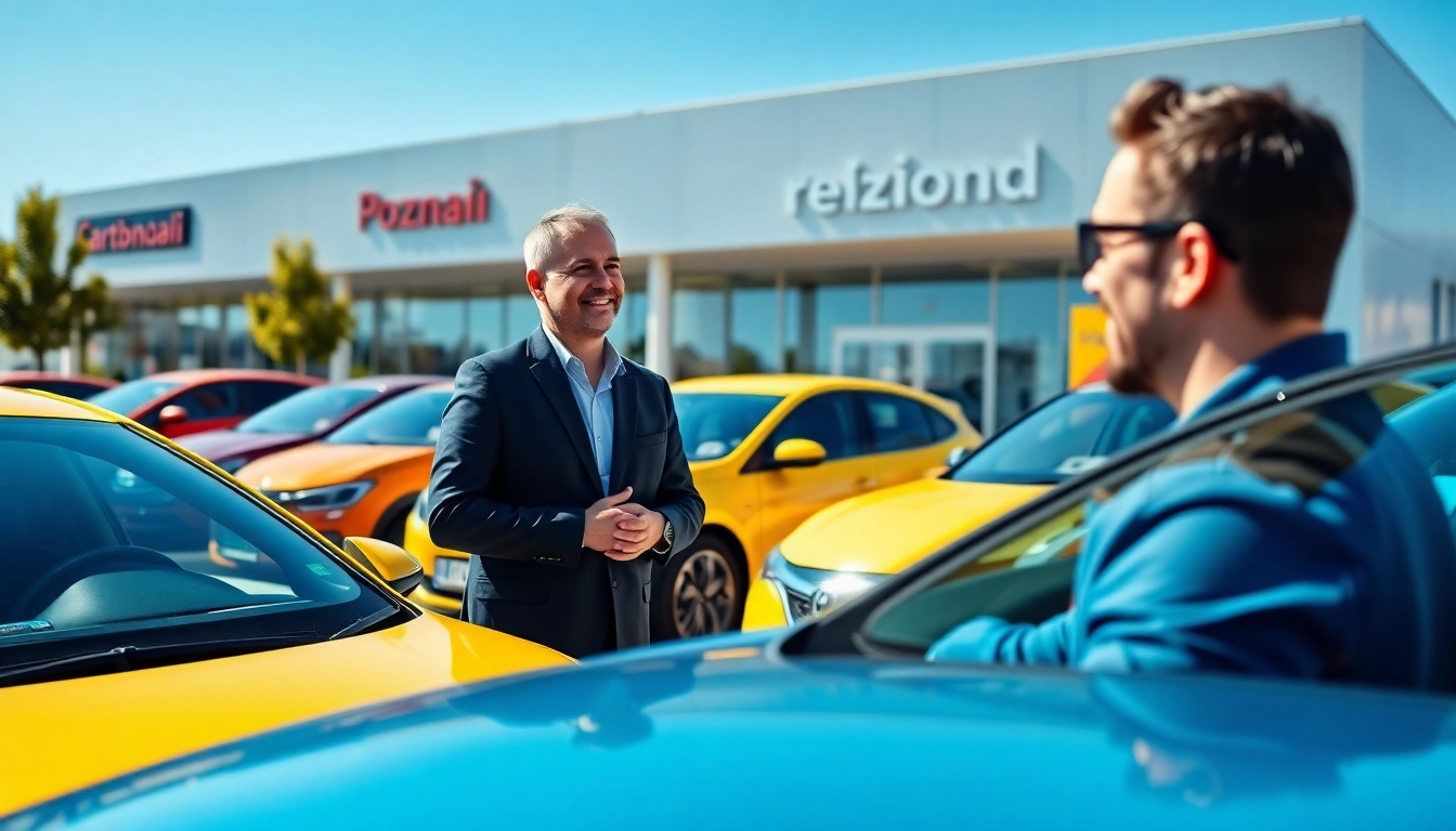Skup aut Poznań - Profesjonalny dealer samochodów w Poznaniu z uśmiechniętym sprzedawcą.