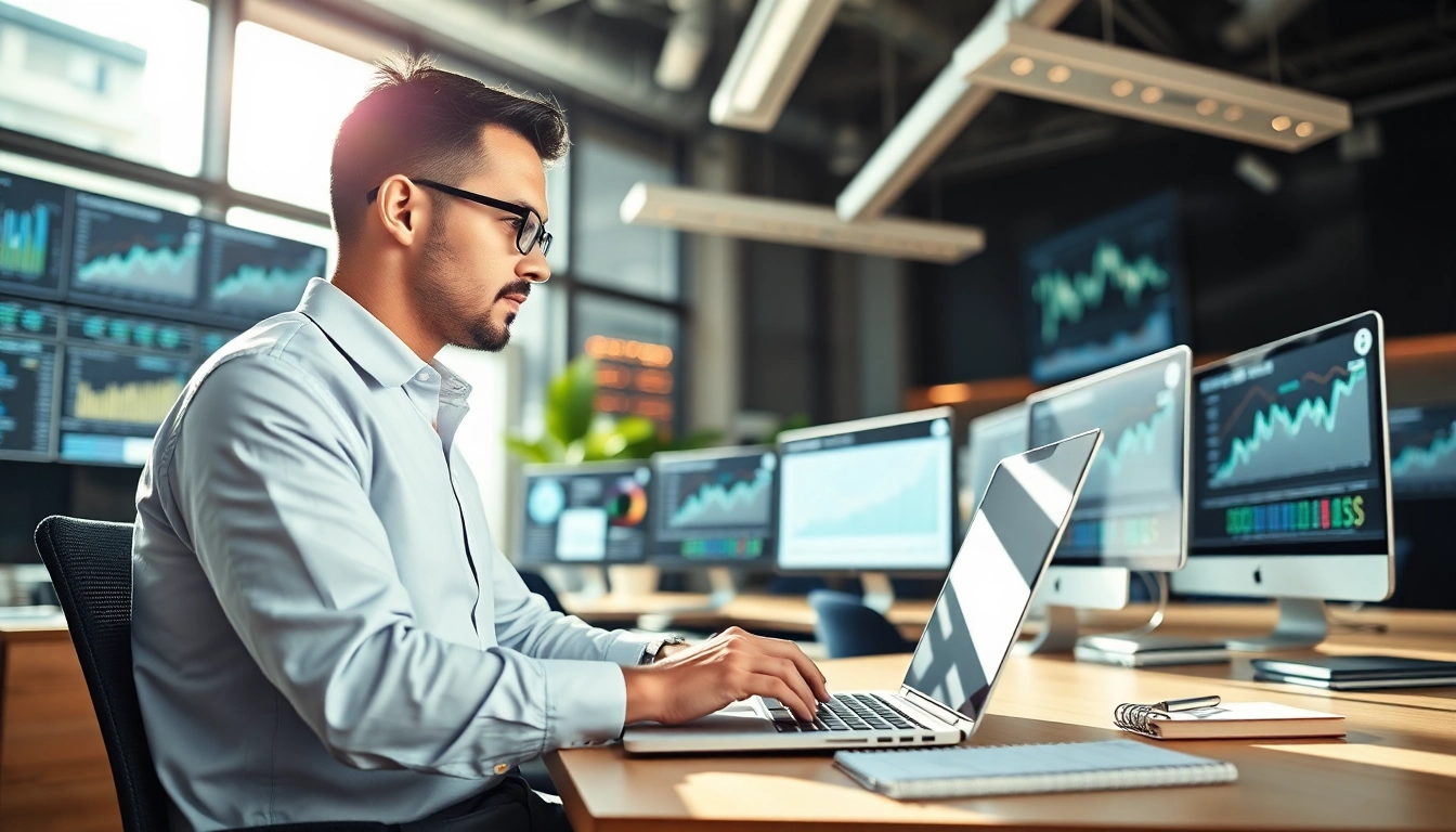 Find competitor pricing analysis in a modern office setup with dynamic market graphs.