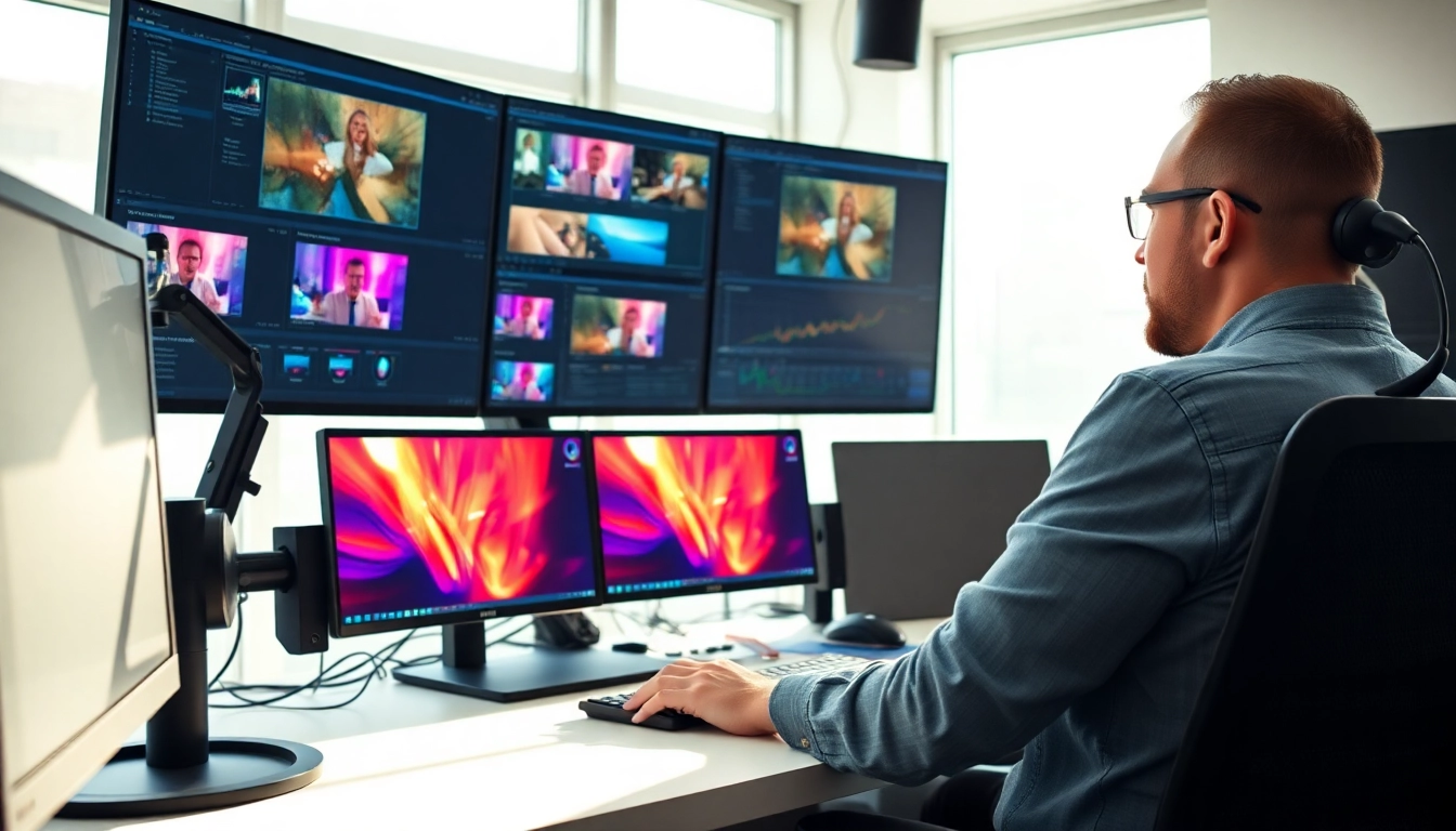 Generating unique KlingAI Prompts in a high-tech workspace with vibrant screens.