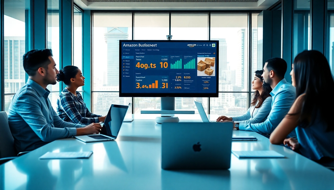 Engage in a professional discussion on amazon business wholesale in a modern office environment.