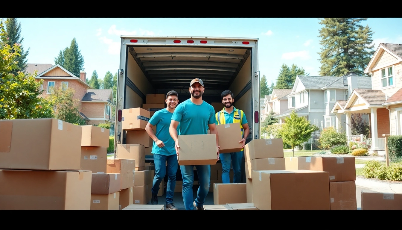 Movers collaborating while loading a truck, showcasing efficiency among moving companies Toronto.